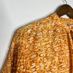 Anthropologie Kinga Csilla Cecile Bishop Sleeve Peasant Blouse Size 6 Orange